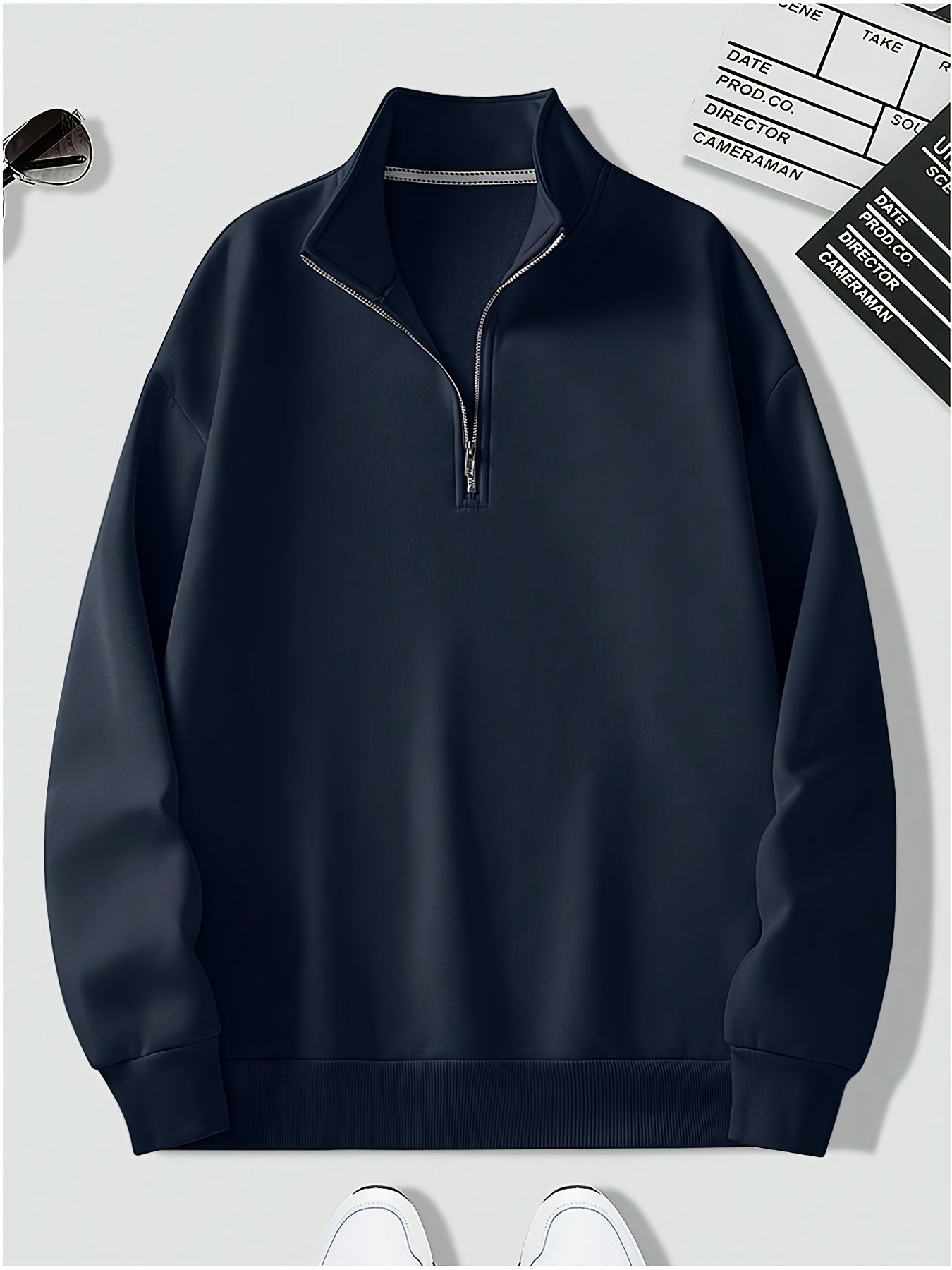Heren Sweatshirt Kwart-rits Pullover Zacht Casual - StudioMarella