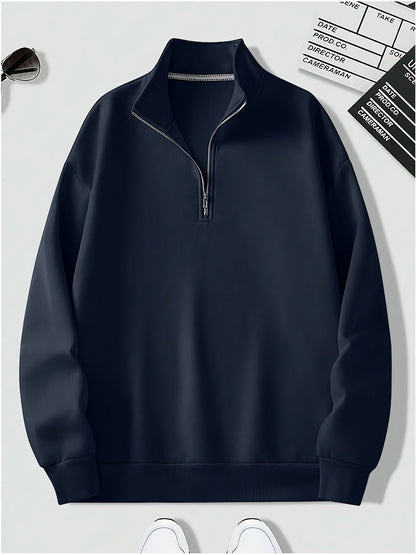 Heren Sweatshirt Kwart-rits Pullover Zacht Casual - StudioMarella