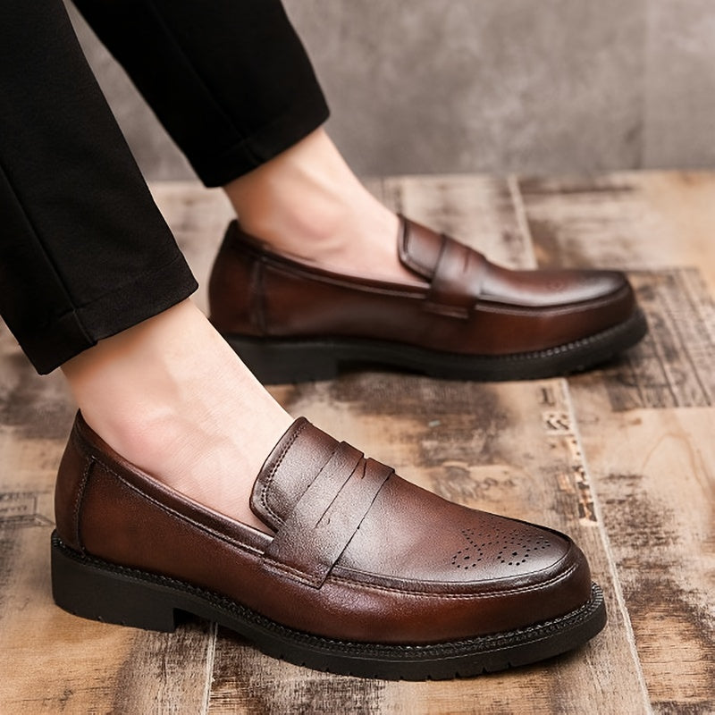 Heren Loafers Leer Zwart met Brogue Patronen - StudioMarella