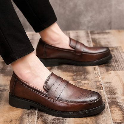 Heren Loafers Leer Zwart met Brogue Patronen - StudioMarella