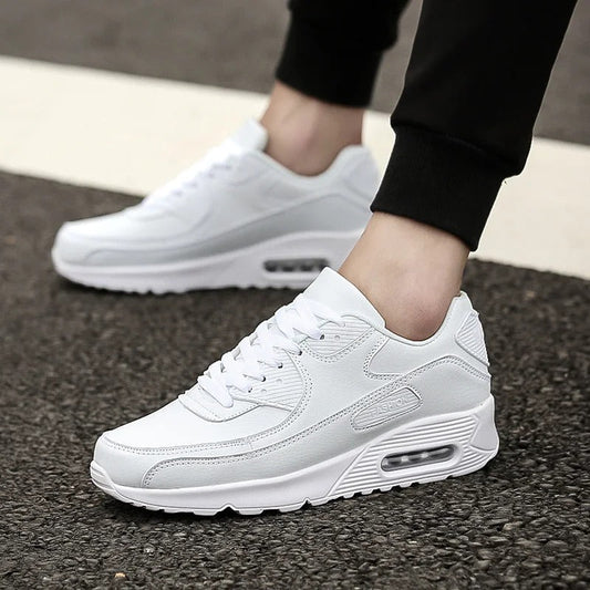 Heren Sneakers Hoge Zool Wit Leder Comfortabel - StudioMarella