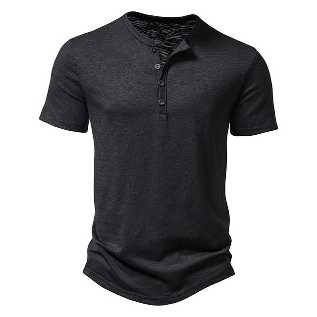 Heren T-shirt Henley Kraag Klassieke Stijl - StudioMarella