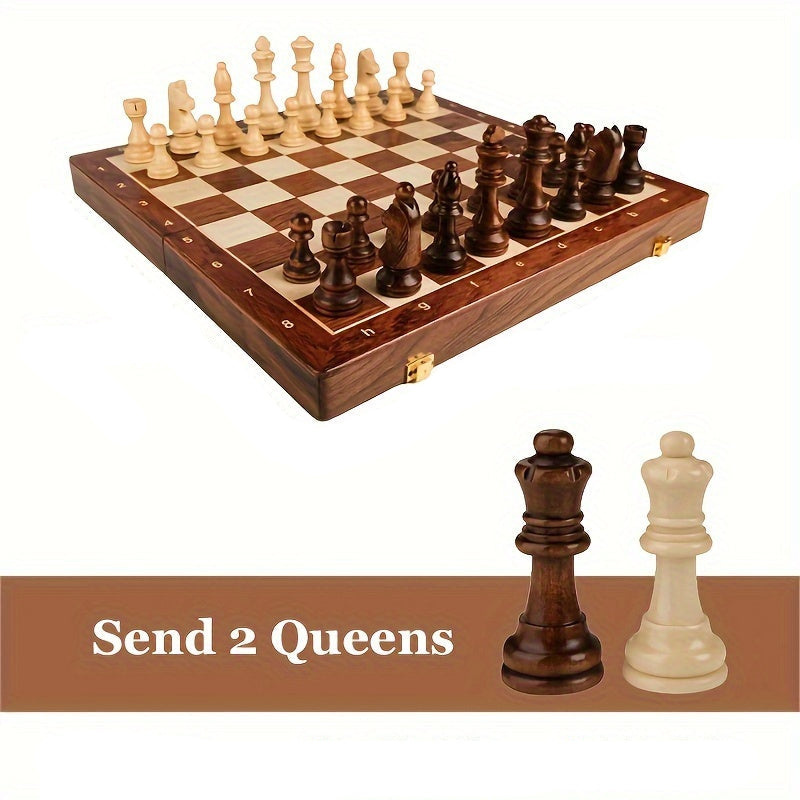 Schaakspel Massief Hout Opklapbaar Klassiek Strategiespel Handgemaakt Kwaliteitsbord 39x39 cm Premium