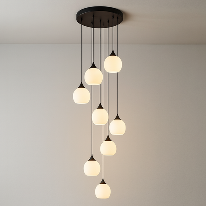 Gades Villa Trappenkroonluchter LED Glas Zwart Trap Hal Hanglamp Moderne Luxe Verlichting Hoog Plafond Entree