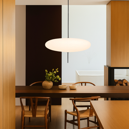 Deense Bauhaus hanglamp metaal acryl zwart eetkamer keuken 50cm minimalistische verlichting Scandinavisch design rond