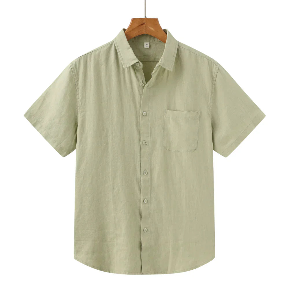 John | Linnen overhemd (korte mouw) in de kleur Mintgroen voor in stijl ideaal voor de zomer.