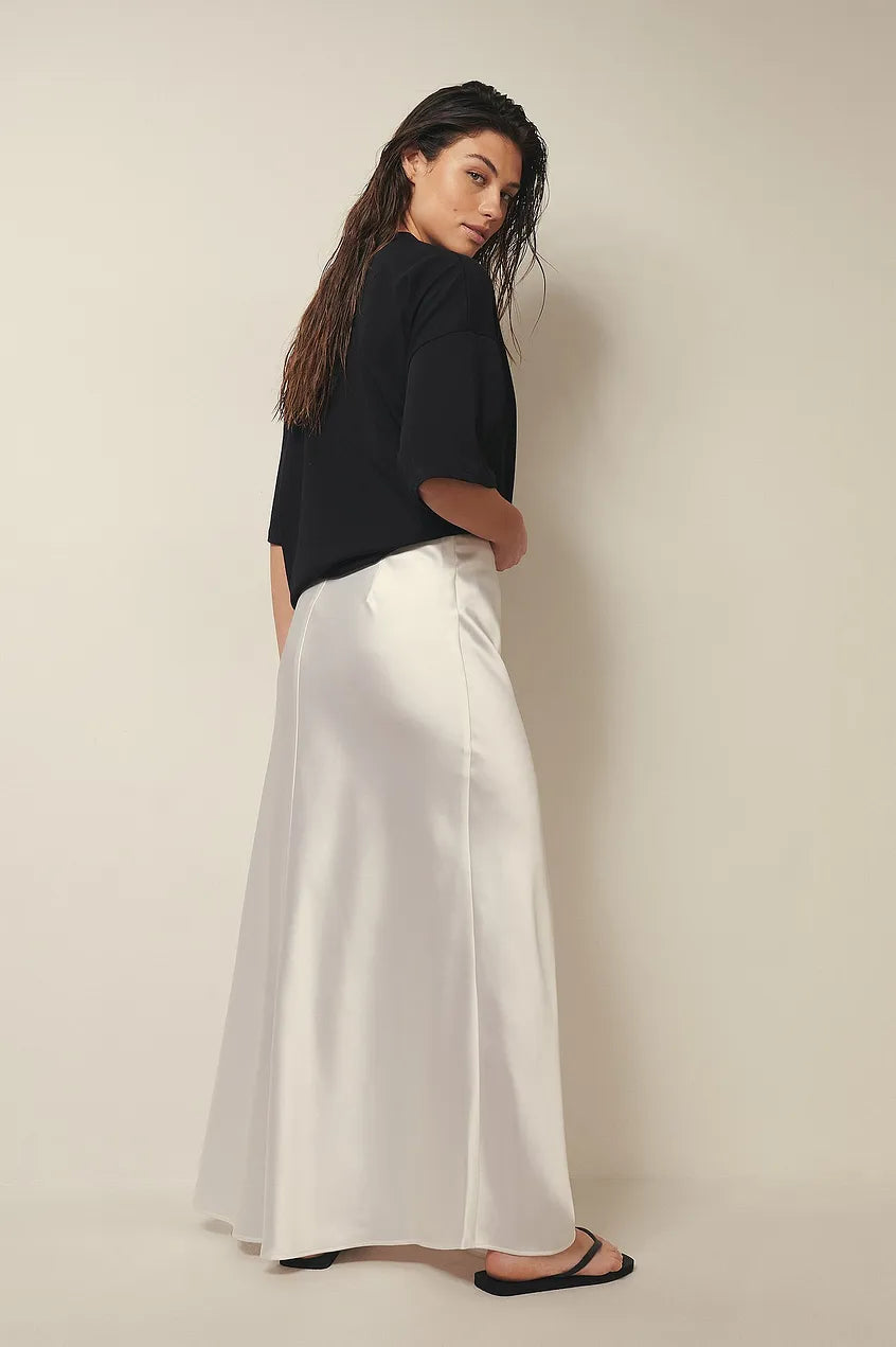 Midi Rok Satijn Hoge Taille Elegante Damesrok Glanzend