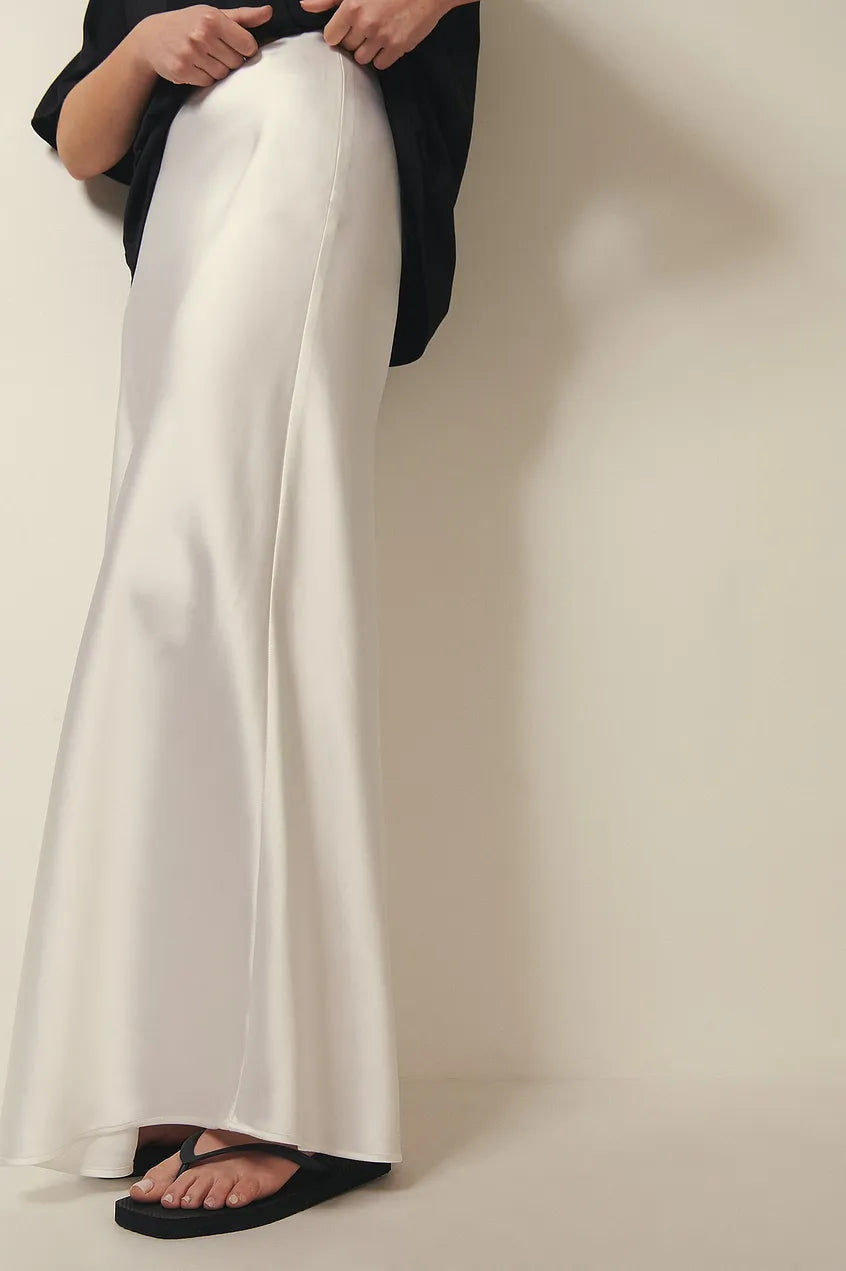 Midi Rok Satijn Hoge Taille Elegante Damesrok Glanzend
