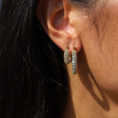 Oorbellen Hoops Elegante Zirconia Steentjes Glanzend Zilver