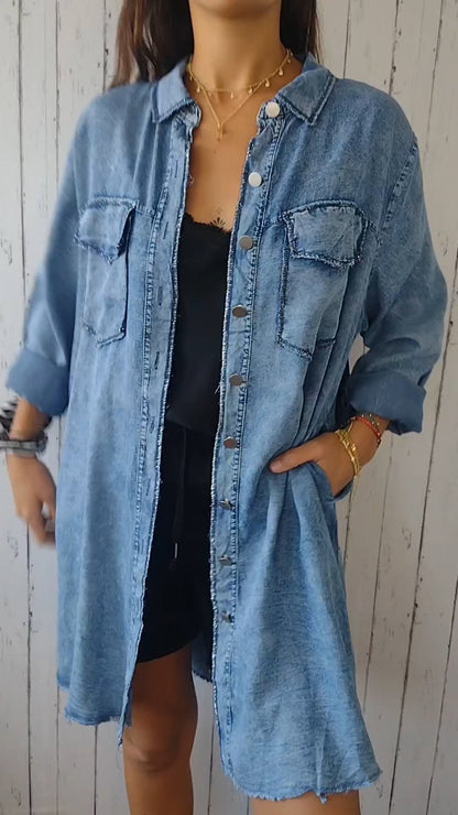 Blauwe Denim Jasje Comfortabele Fit Elssia