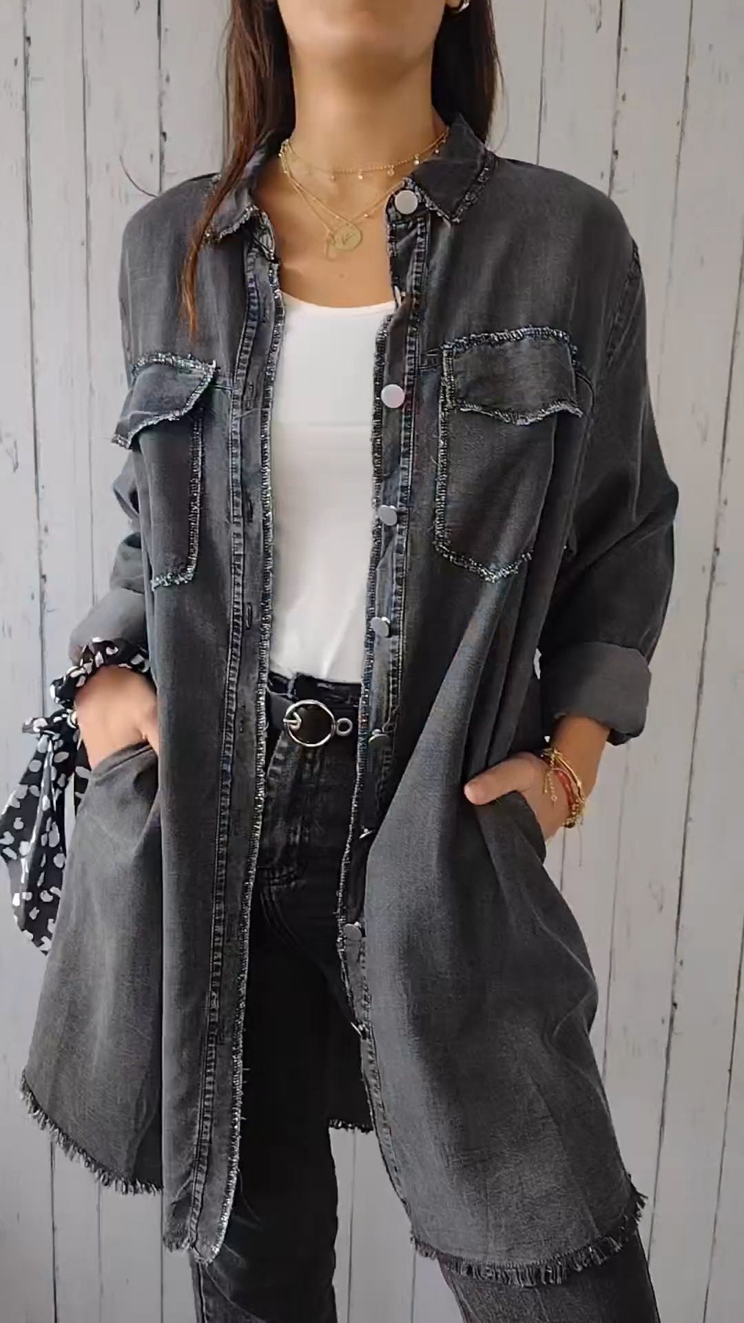 Blauwe Denim Jasje Comfortabele Fit Elssia