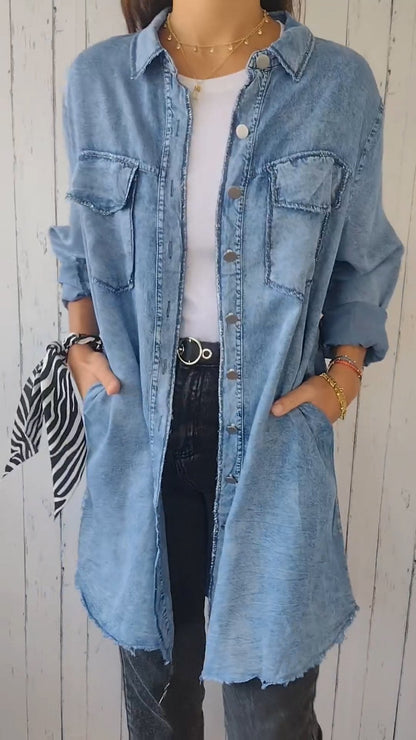 Blauwe Denim Jasje Comfortabele Fit Elssia