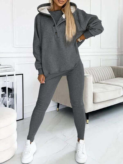 Dames Hoodie Set Fleece - Zachte Joggingbroek en Trui met Capuchon