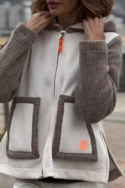 Zachte Fleece Vest met Gebreide Mouwen Warm - StudioMarella
