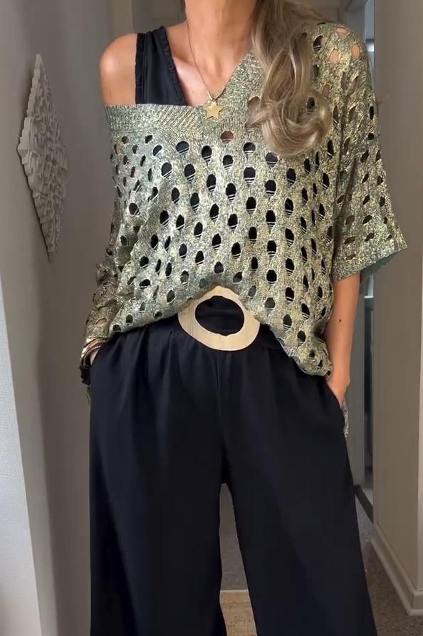 Glanzende Metallic Top voor Vrouw Zomerse Jurk