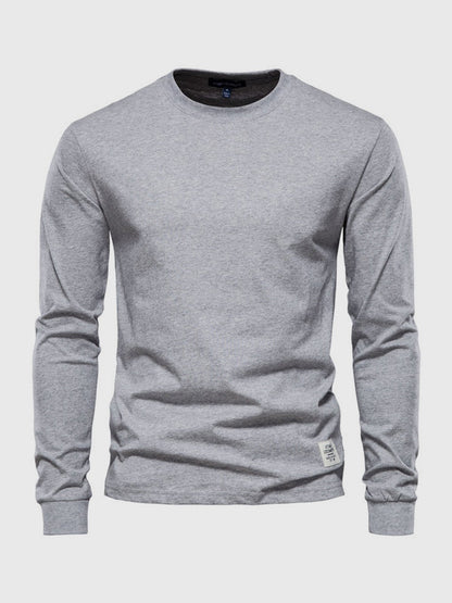Heren Katoenen Longsleeve met Ronde Hals Comfortabel