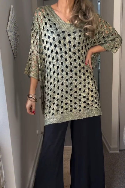 Glanzende Metallic Top voor Vrouw Zomerse Jurk