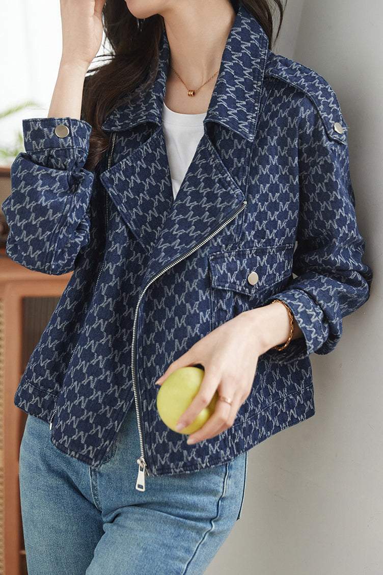 Dames Denim Riderjack Met Opstaande Kraag