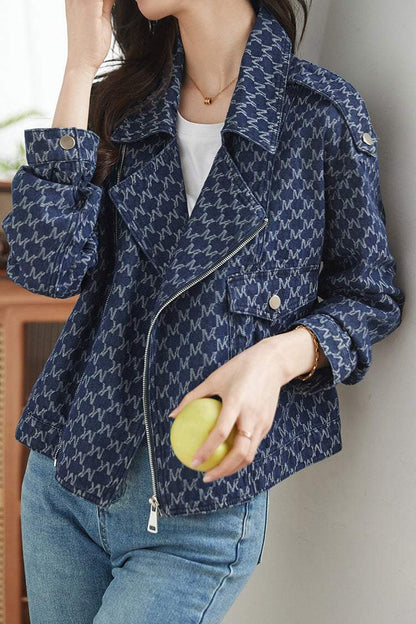 Dames Denim Riderjack Met Opstaande Kraag
