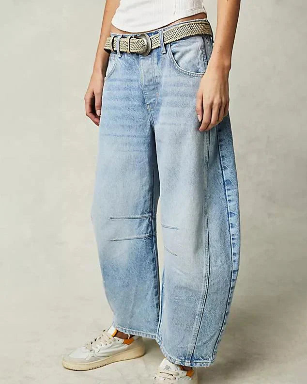 Dames Jeans Mid Rise Barrel Model Comfortabel