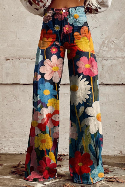 Jeans Broek Bloemenprint Comfortabel Speels - StudioMarella