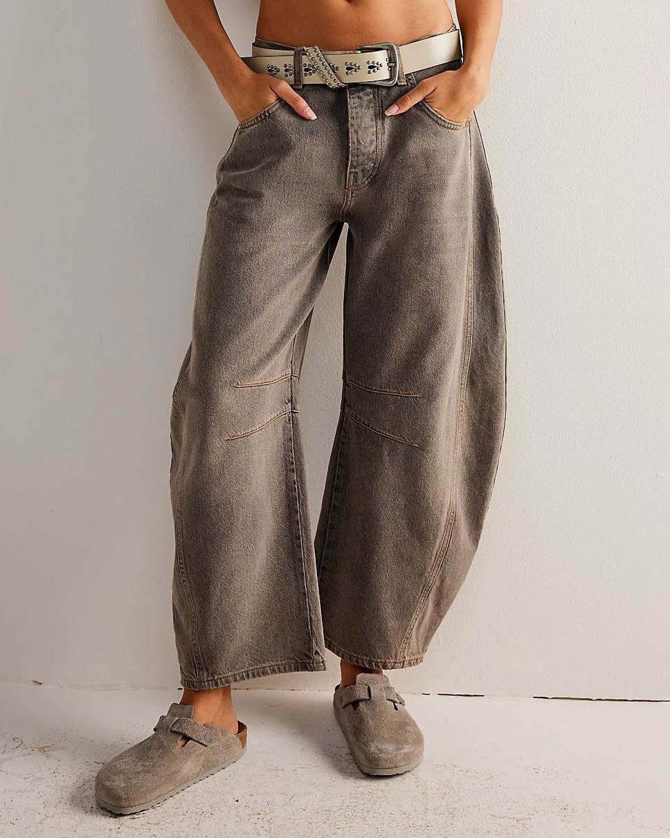 Dames Jeans Mid Rise Barrel Model Comfortabel