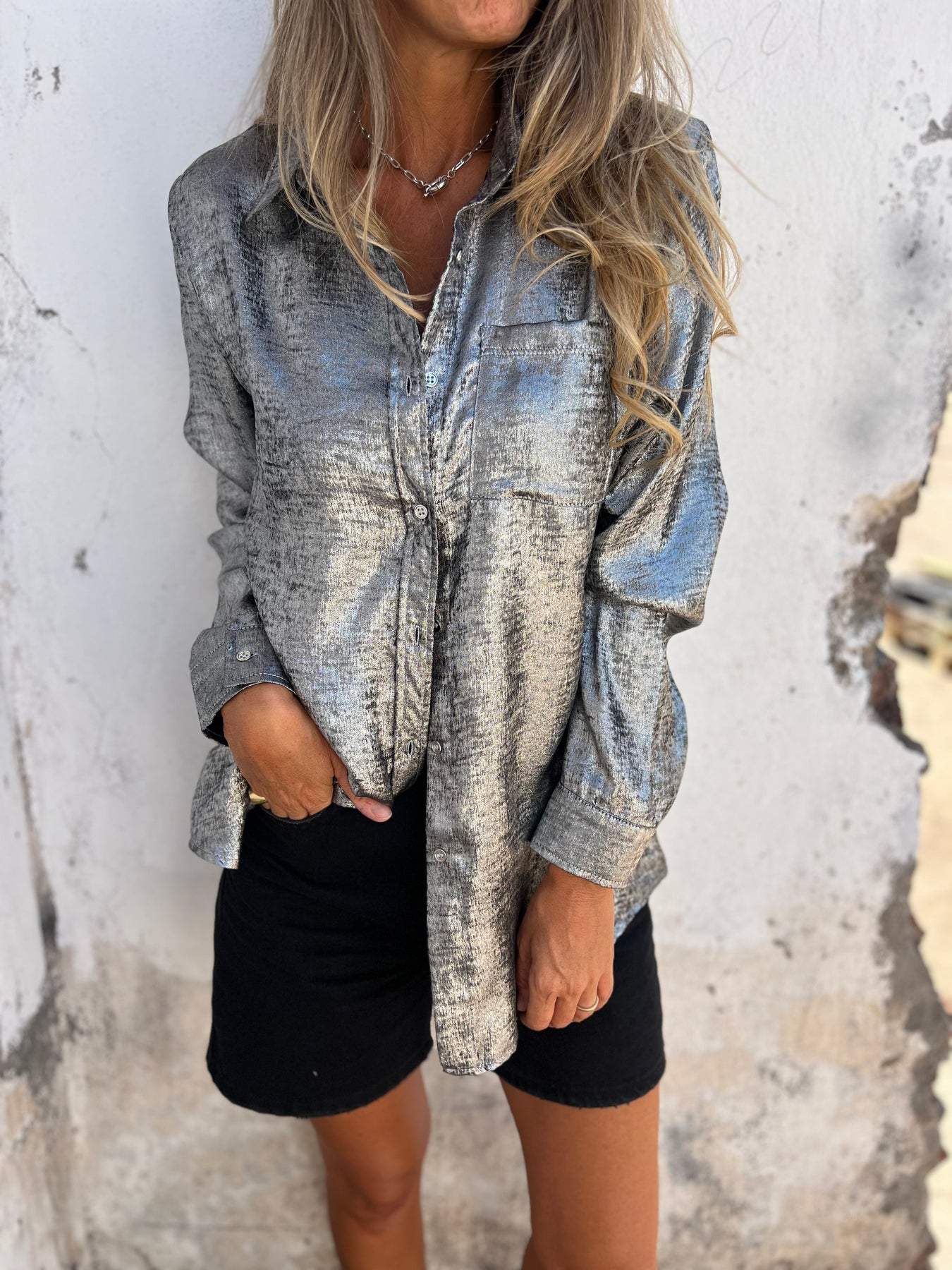 Metalen Blouse Glanzend Elegant voor Avondjurk - StudioMarella