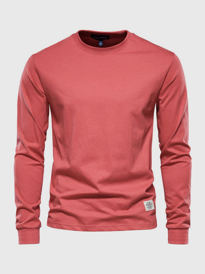 Heren Katoenen Longsleeve met Ronde Hals Comfortabel