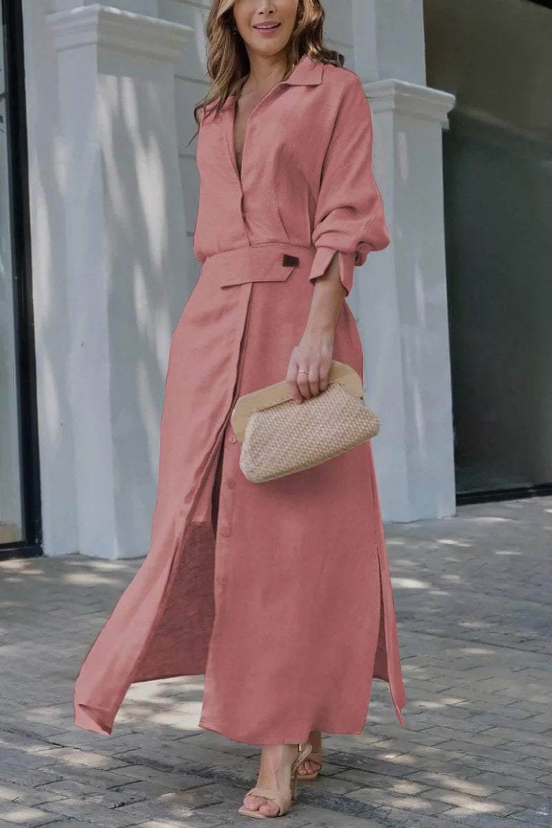 Dames maxi-jurk met v-hals en lange pasvorm