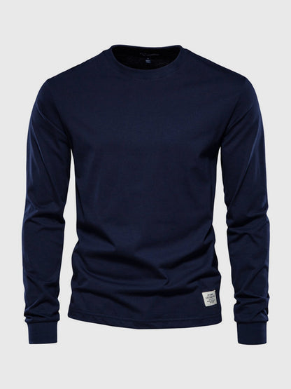 Heren Katoenen Longsleeve Ronde Hals Comfortabel