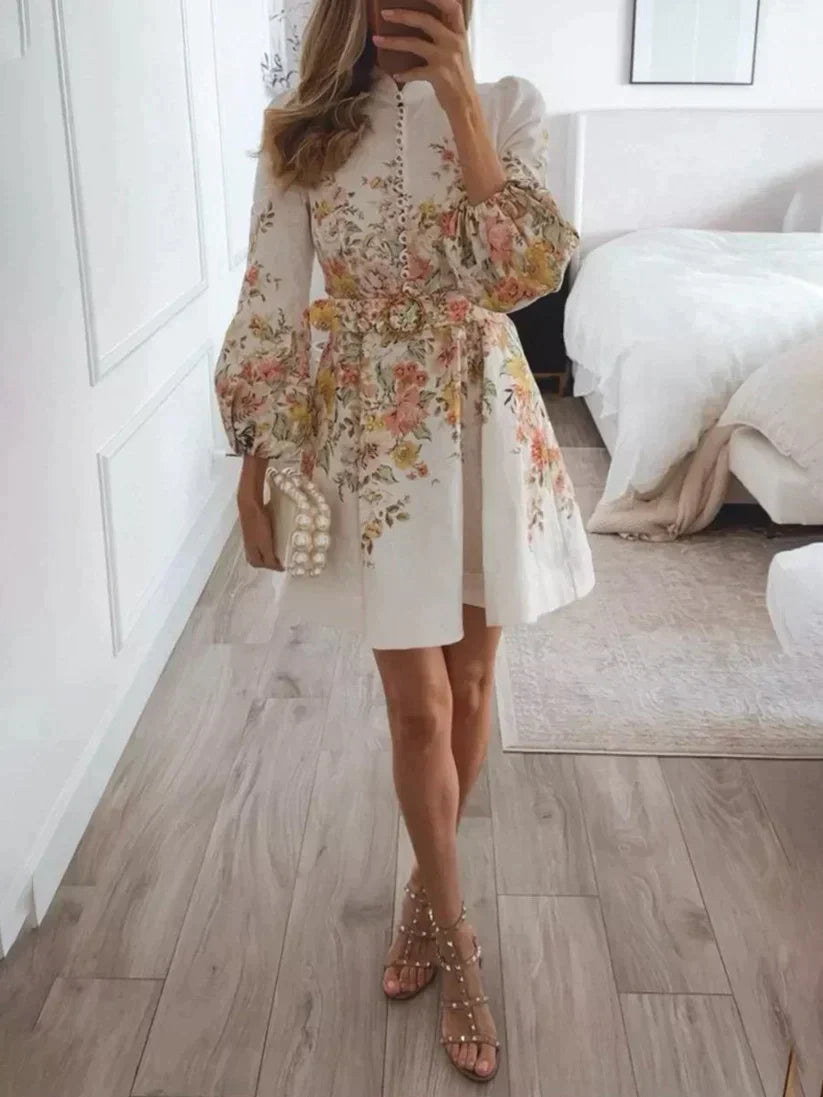 Korte Zomerjurk met Knoopsluiting en Print - StudioMarella