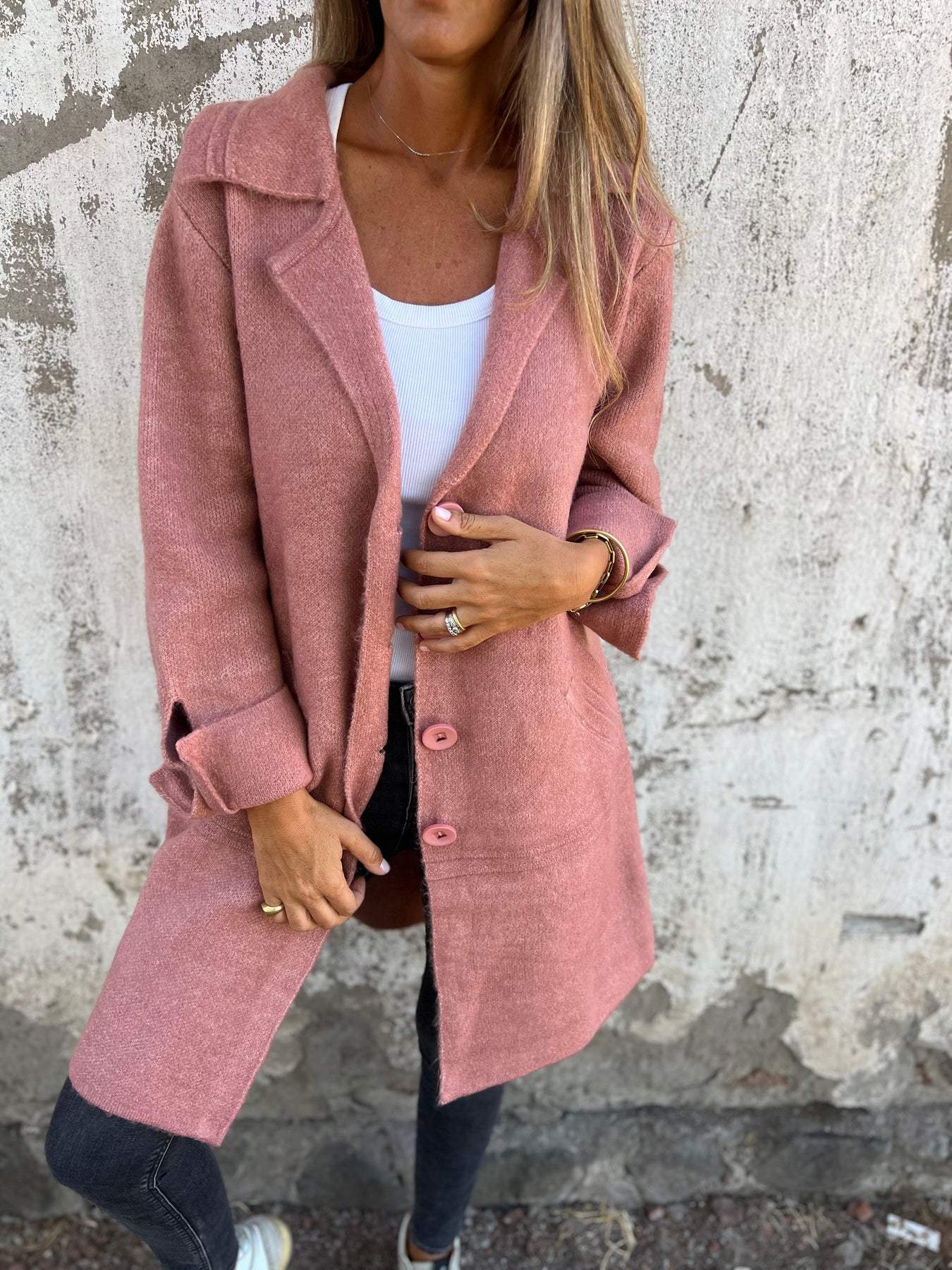 Damesjas Lange Casual Stijlvol met Revers
