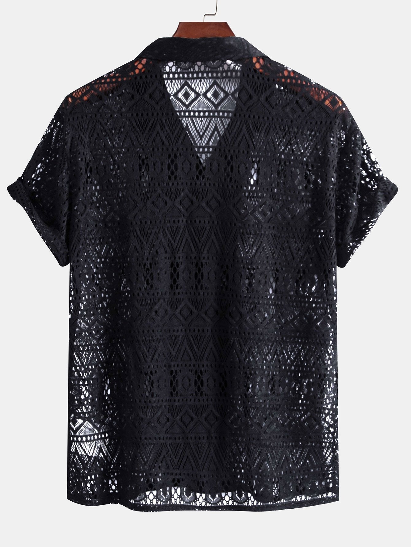 Vrouw Haakshirt Ethno Patroon Doorzichtig