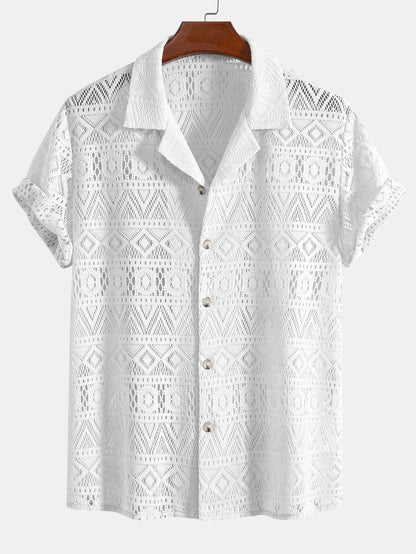 Vrouw Haakshirt Ethno Patroon Doorzichtig - StudioMarella