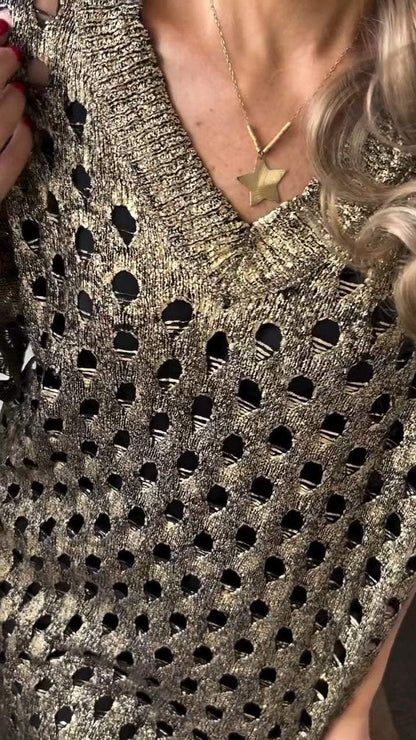 Glanzende Metallic Top voor Vrouw Zomerse Jurk