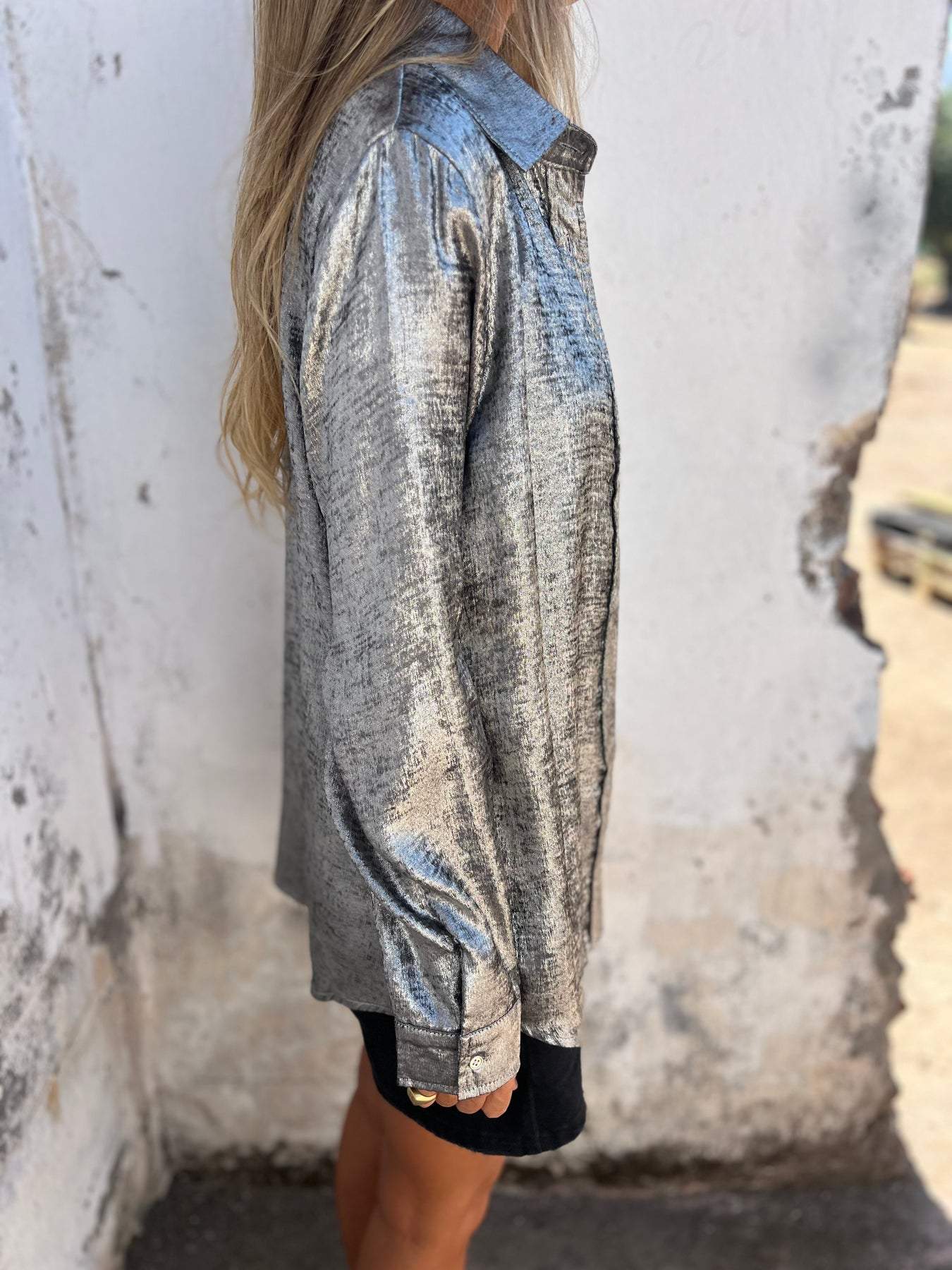 Metalen Blouse Glanzend Elegant voor Avondjurk