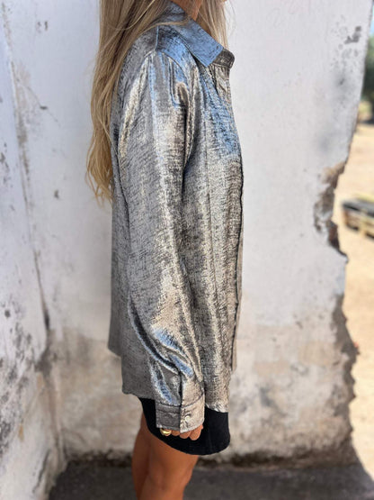 Metalen Blouse Glanzend Elegant voor Avondjurk