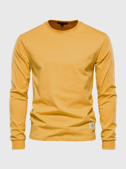 Heren Katoenen Longsleeve met Ronde Hals Comfortabel