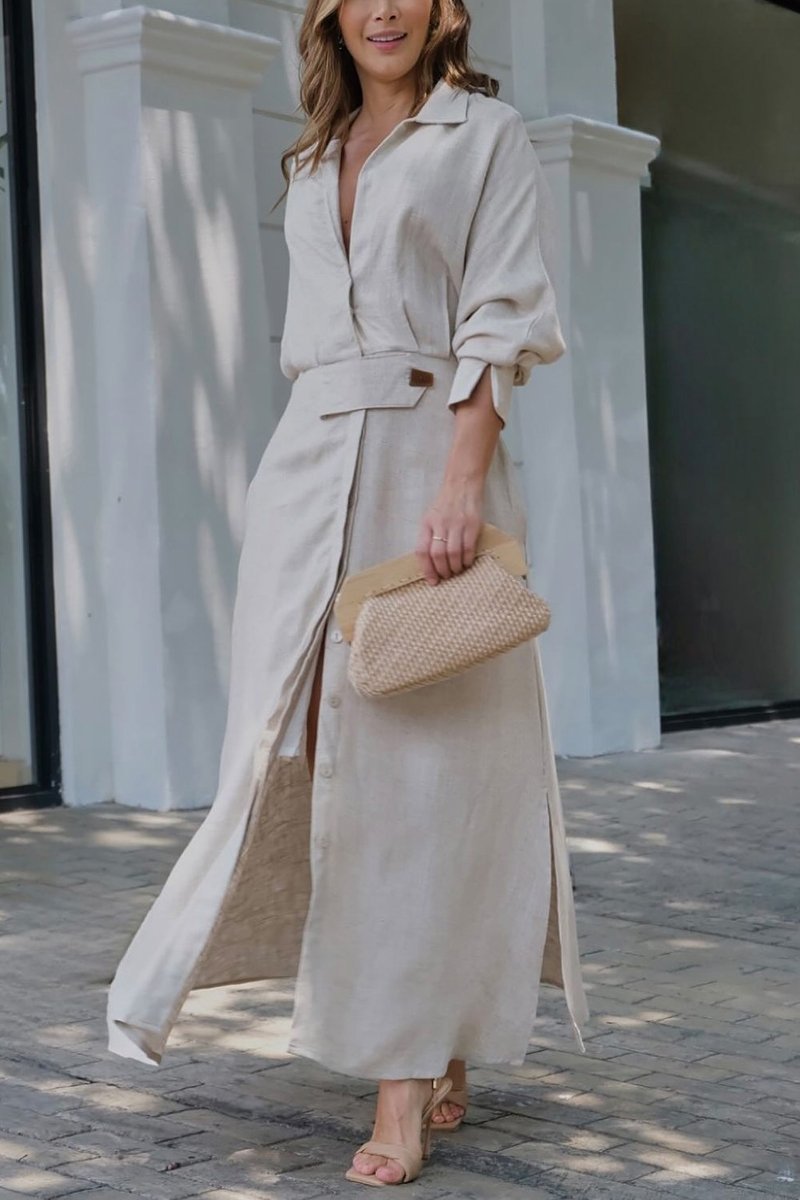 Dames maxi-jurk met v-hals en lange pasvorm - StudioMarella