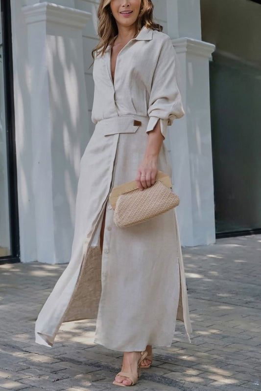 Dames maxi-jurk met v-hals en lange pasvorm - StudioMarella