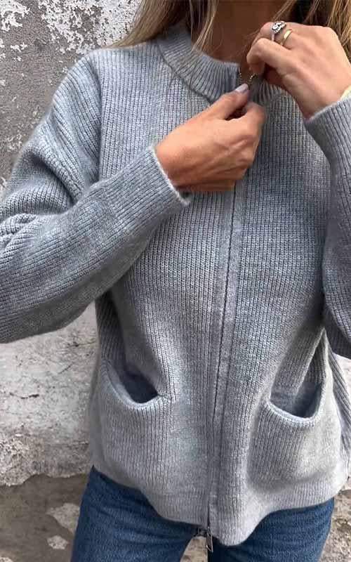 Klassieke Cardigan van Katoen met Rits - StudioMarella