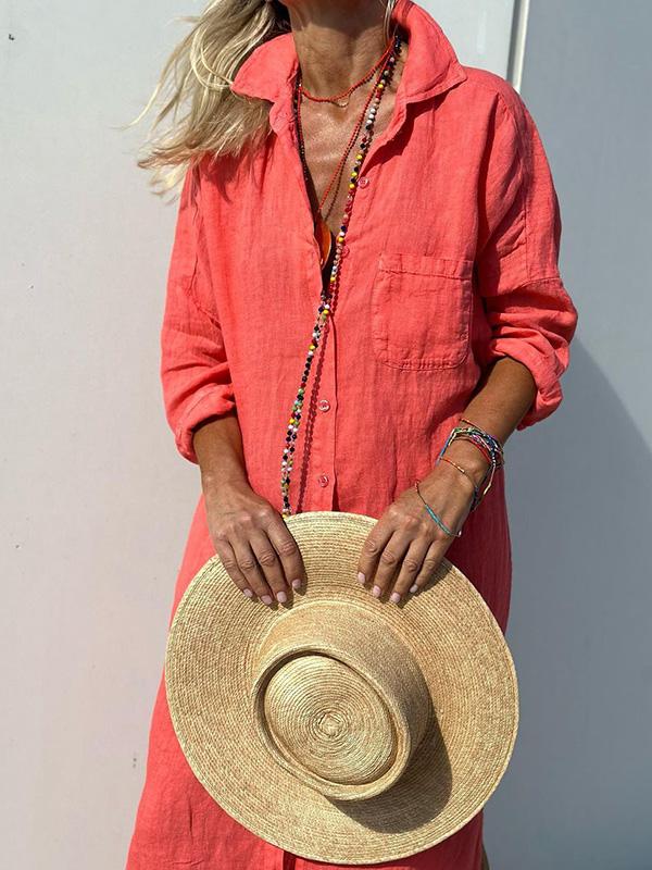 Dames Shirtjurk van Katoen en Linnen Zomerjurk Casual