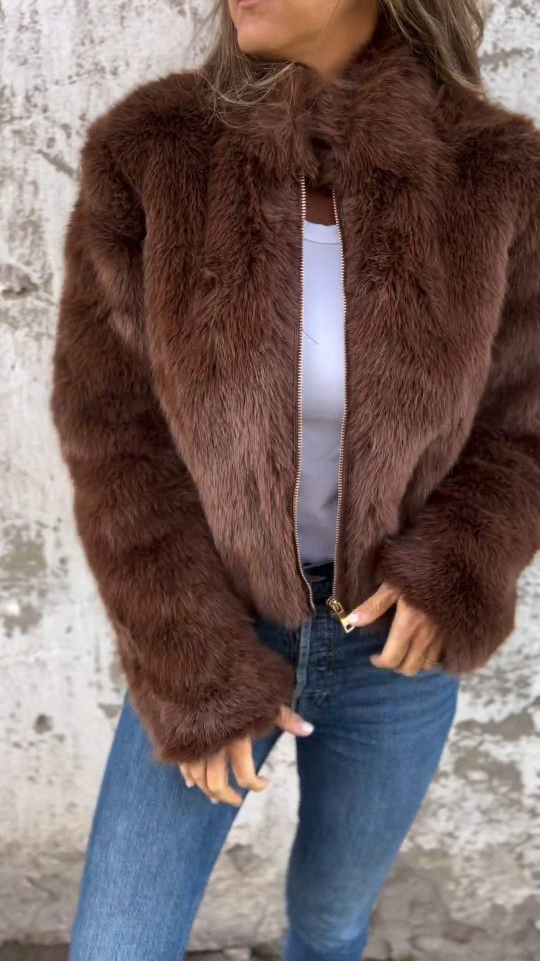 Dames Faux Fur Jas Imitatie Bont Luxe Look