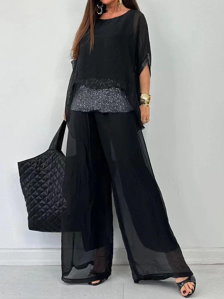Dames Tweedelige Set Comfortabele Jurk Broek Combinatie