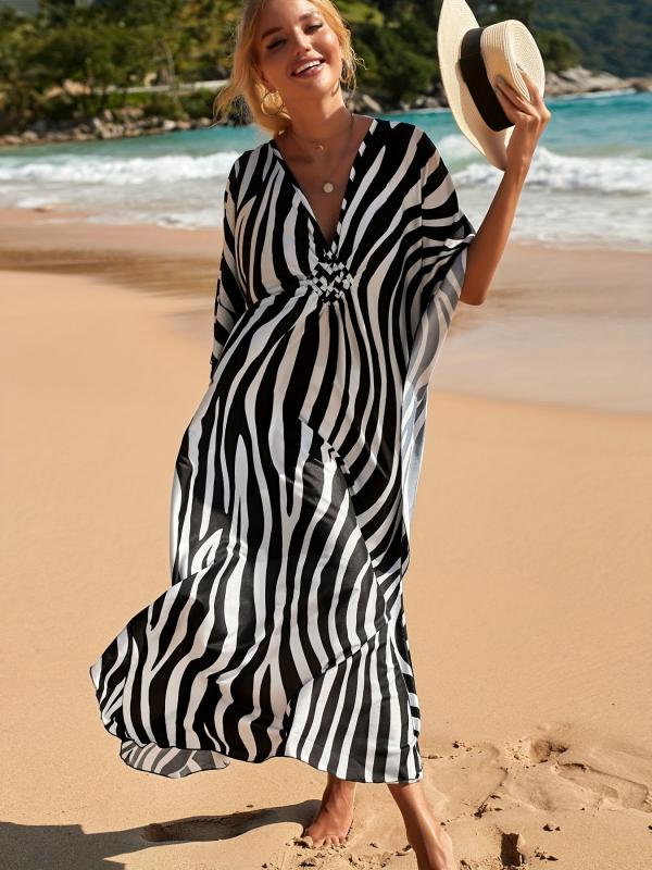 Zebra Strandjurk Lichte Zomerjurk Elegante Korte Jurk