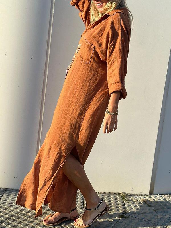 Dames Shirtjurk van Katoen en Linnen Zomerjurk Casual