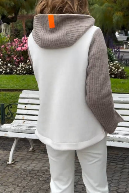 Zachte Fleece Vest met Gebreide Mouwen Warm