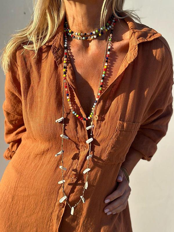 Dames Shirtjurk van Katoen en Linnen Zomerjurk Casual