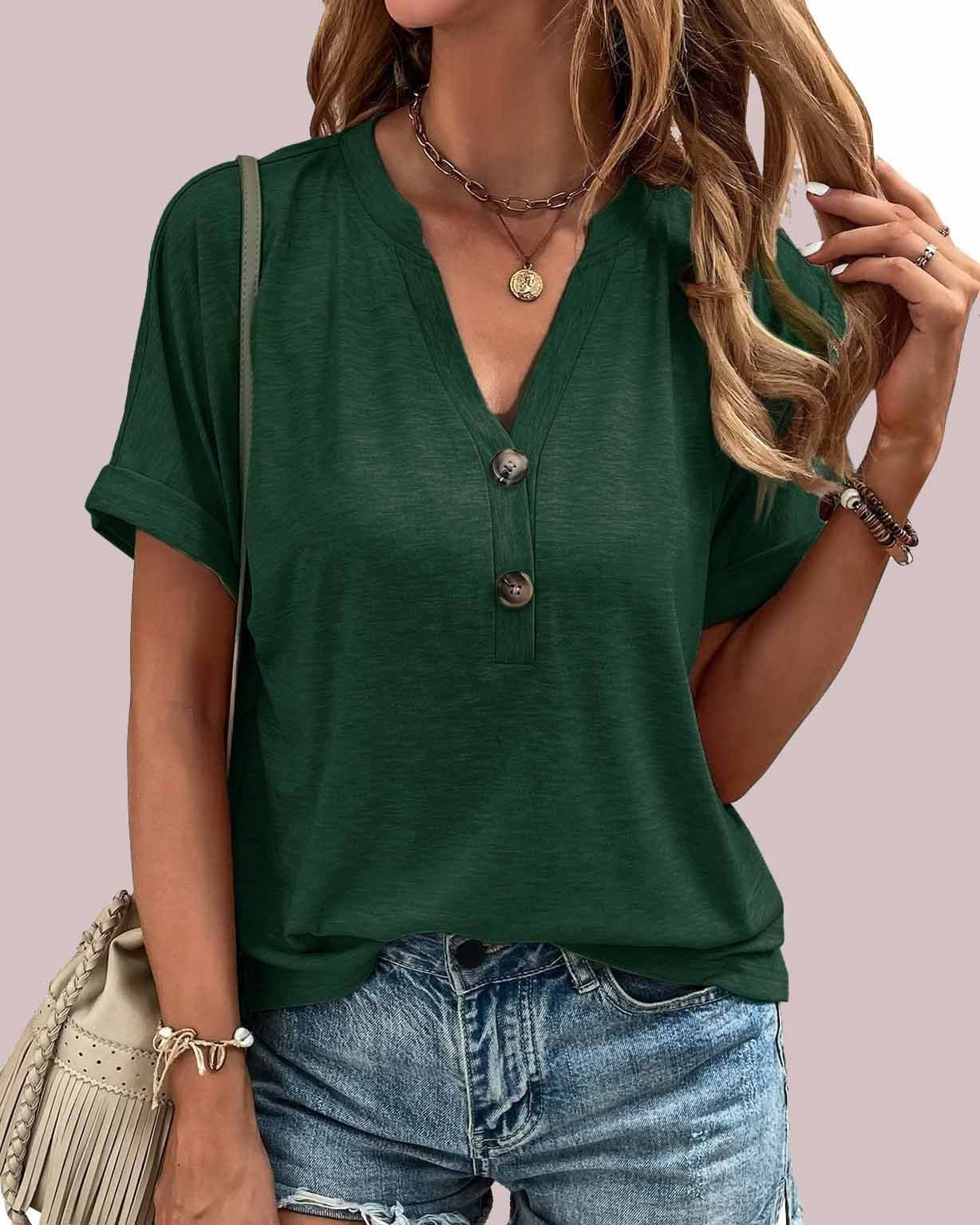 V-hals Blouse Knoop Rey Stijlvol Model
