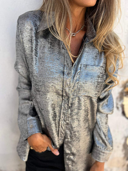 Metalen Blouse Glanzend Elegant voor Avondjurk